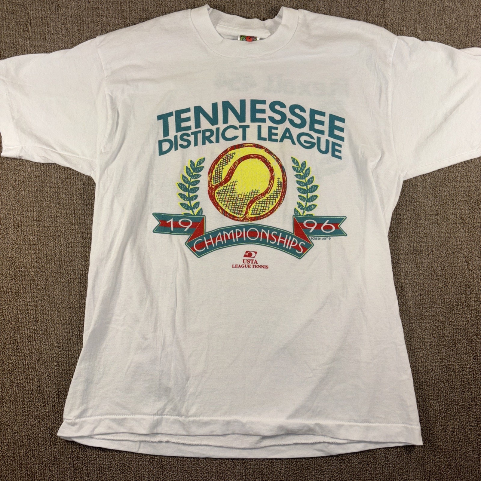Vintage 1996 Tennis Championship Tennessee White Large Usta League Tennis